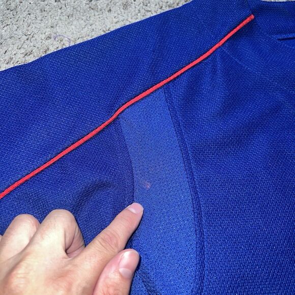 Vtg Rare Texas Rangers Majestic Button Up Jersey Sz M Blue performance apparel - Picture 6 of 7